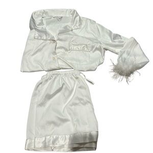 Elegant White Satin Pajama Set
